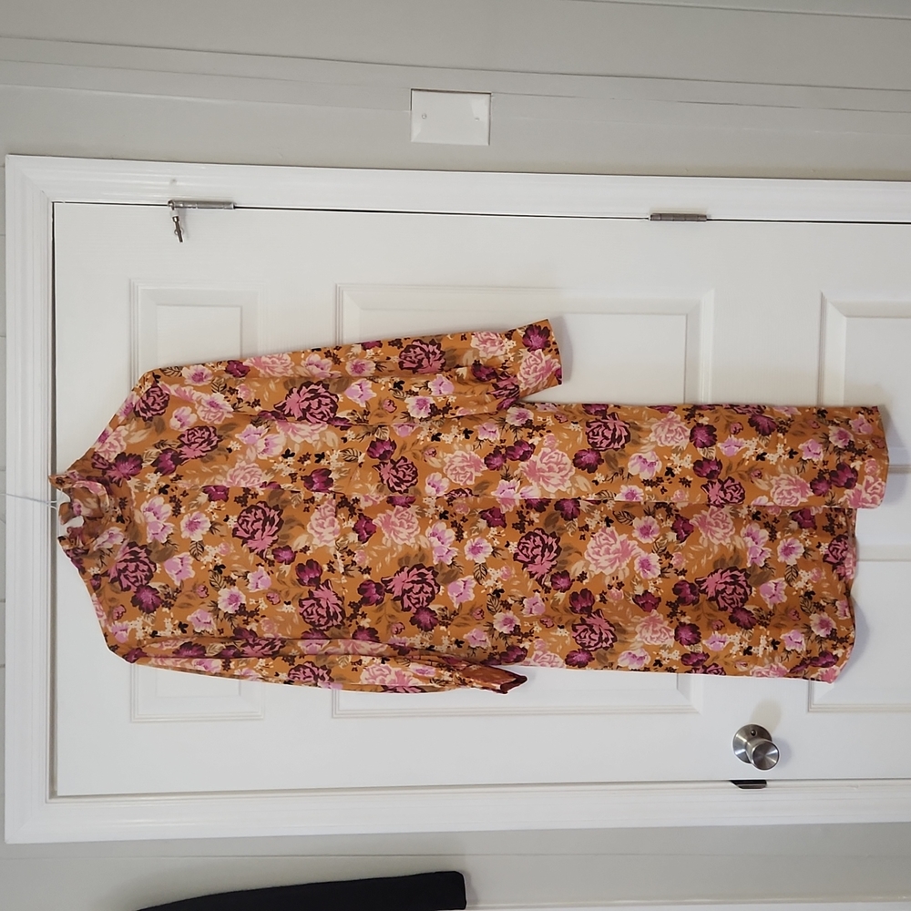 Who What Wear Floral Midi Dress - Pink and Gold